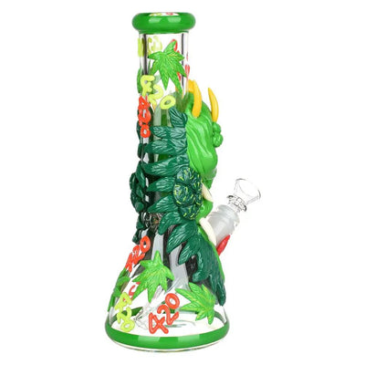 420 Dragon Glow Beaker Bong - Premium Glass Design