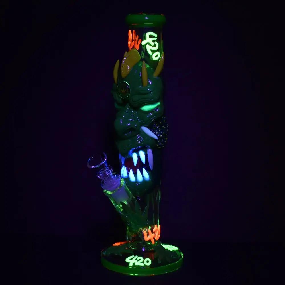 420 Dragon Glow Straight Tube Bong - Classic Design
