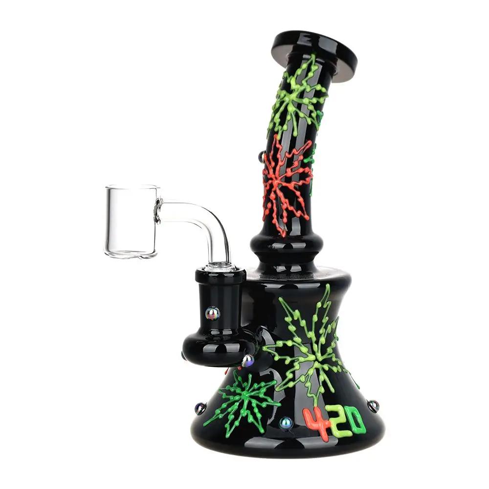 420 Neon Leaf Dab Rig - Vibrant Smoking Experience
