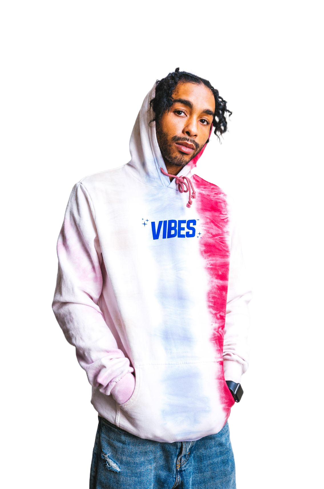 VIBES Striped Tie Dye Hoodie for Coziness