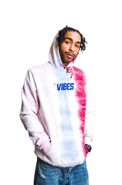 VIBES Striped Tie Dye Hoodie for Coziness