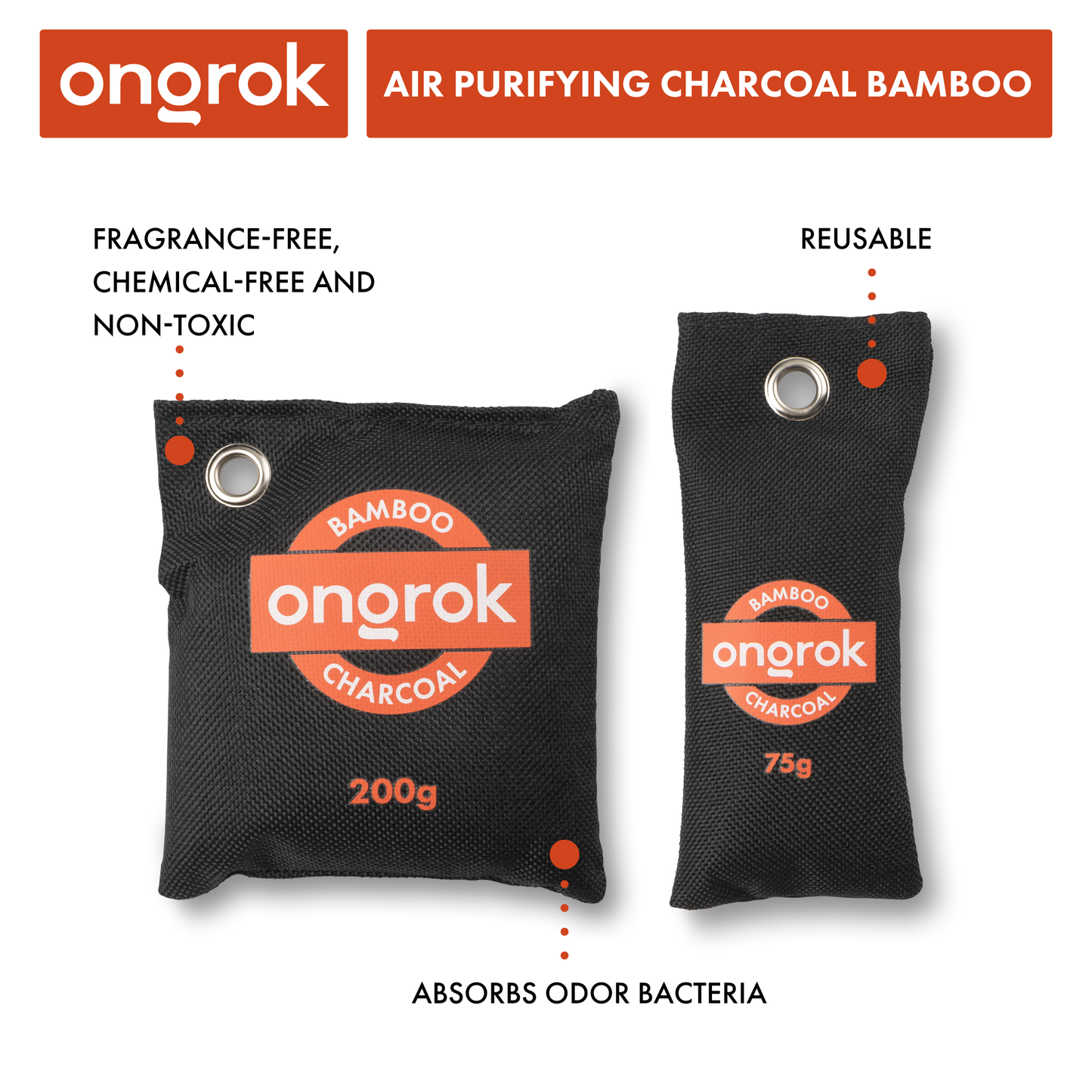 Ongrok Bamboo Charcoal Air Purifying Bags - Multiple Sizes