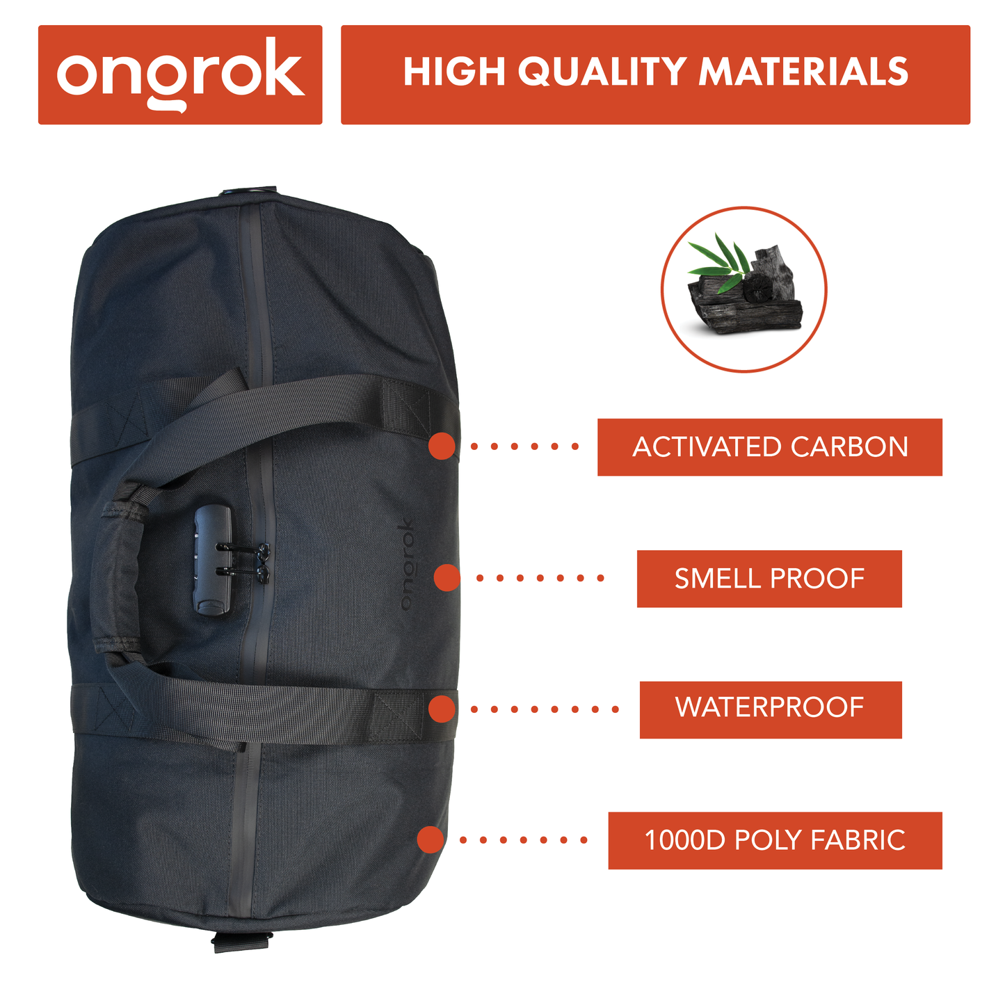 Ongrok Smell-Proof Duffle Bag for Travel and Storage
