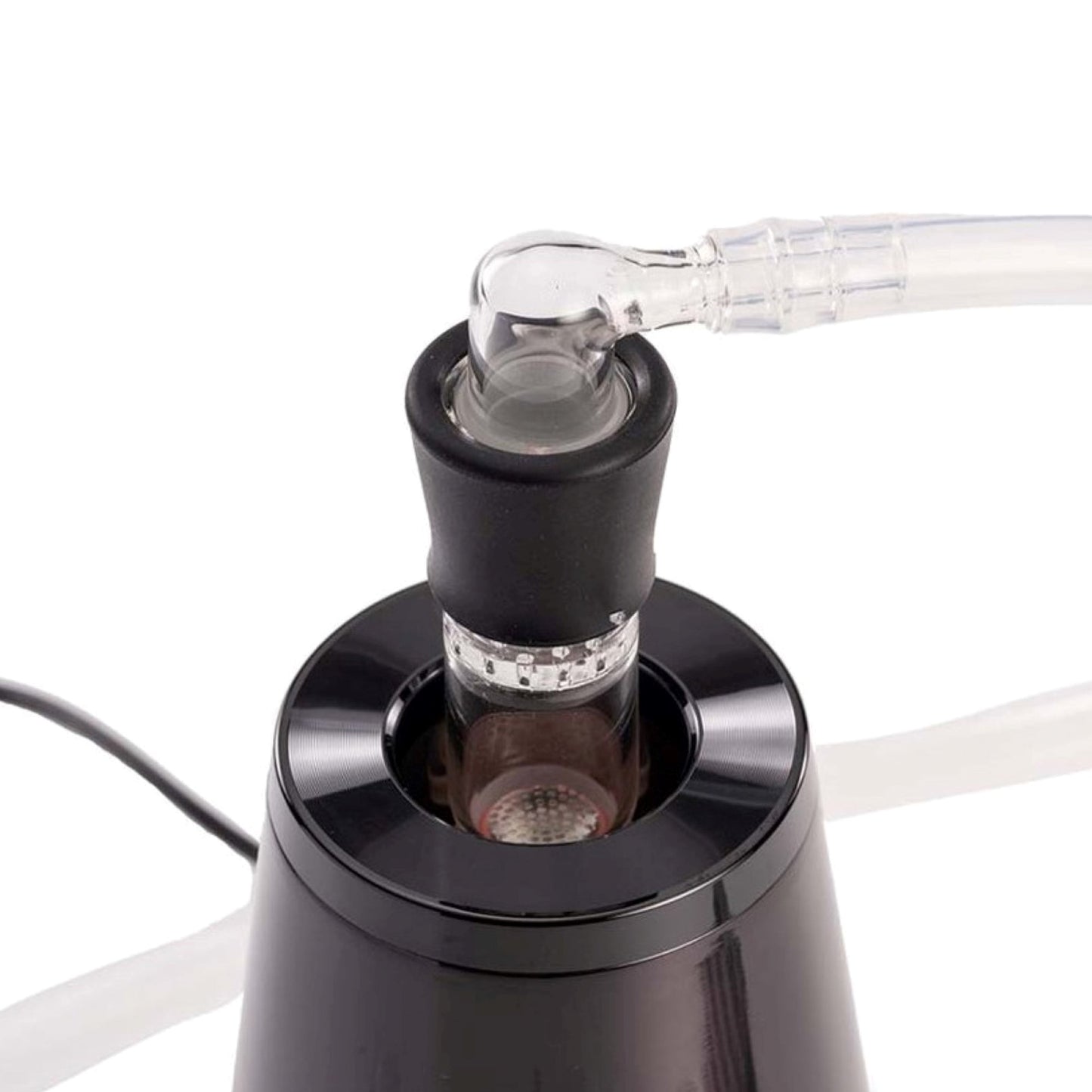 a black electric device with a white cord