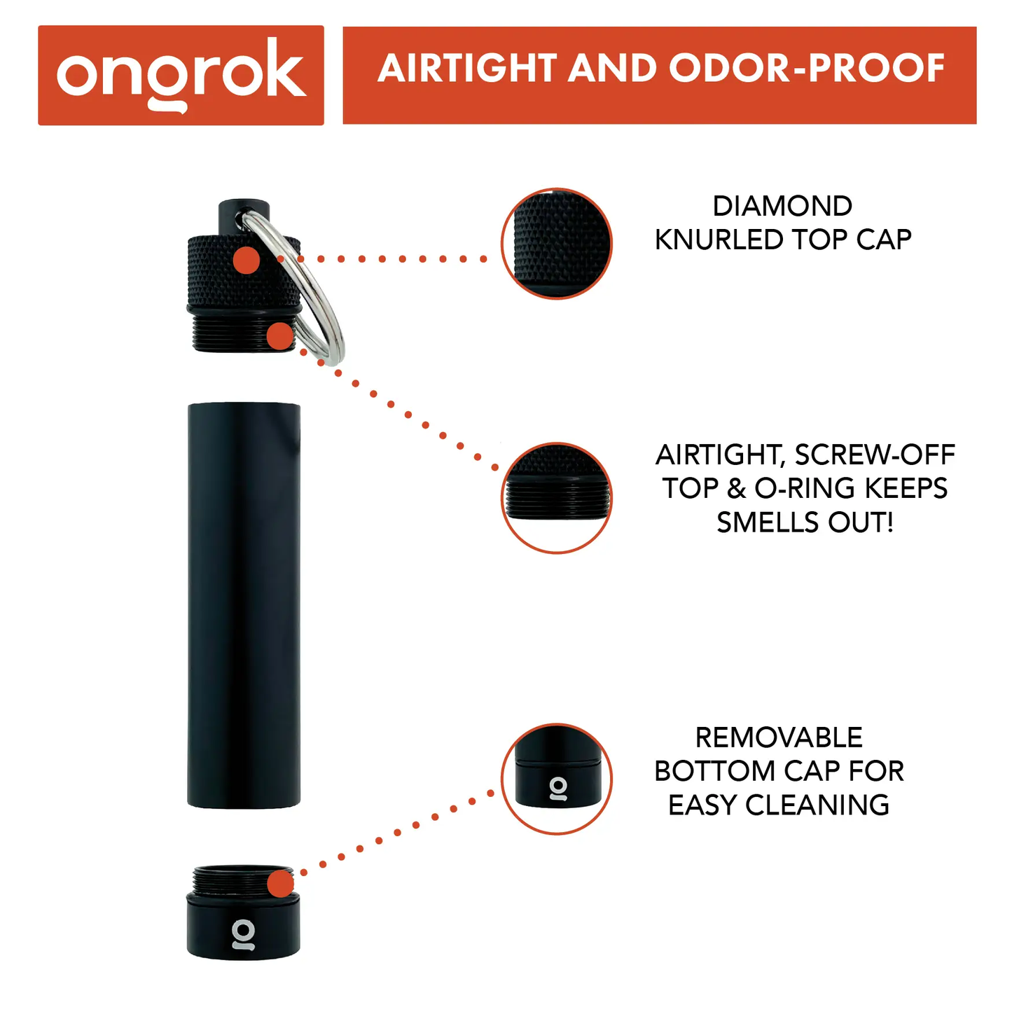 Ongrok Aluminum Storage Keychain - Ideal for Odor Control