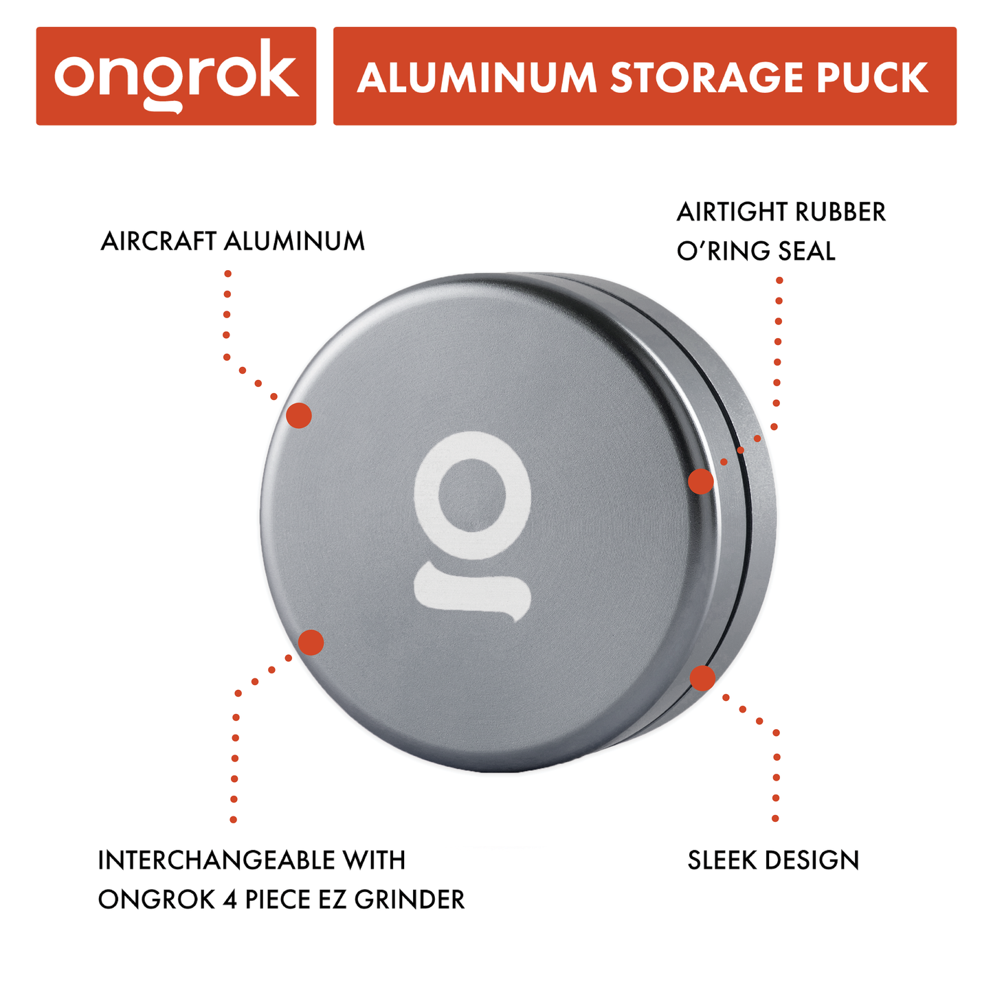 Ongrok Aluminium Storage Puck for Dry Herbs