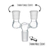 Double Bowl Joint Adapter - 14mm Male to Dual 14mm Female