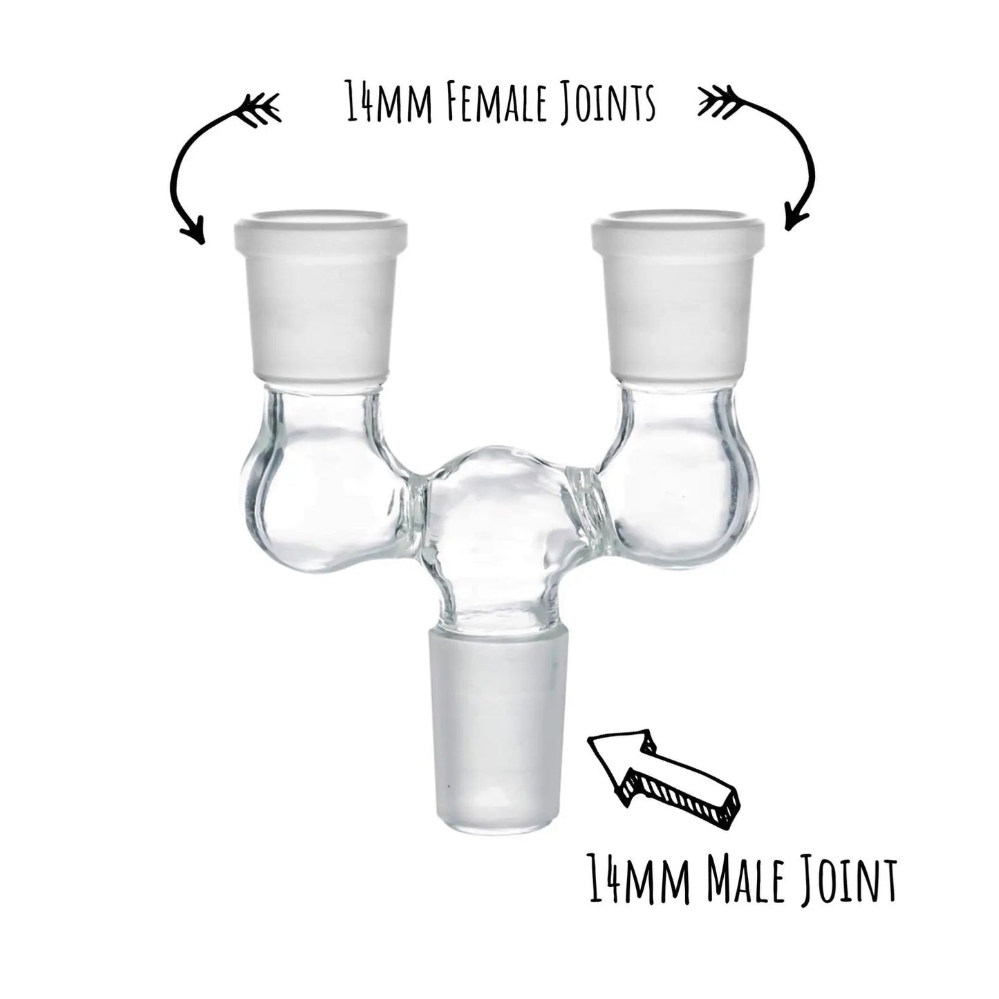 Double Bowl Joint Adapter - 14mm Male to Dual 14mm Female