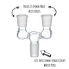 Double Bowl Joint Adapter - 14mm Male to Dual 14mm Female