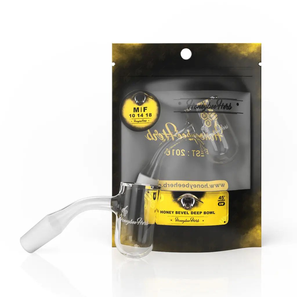 Honeybee Herb Black Line Deep Honey Bevel Quartz Banger