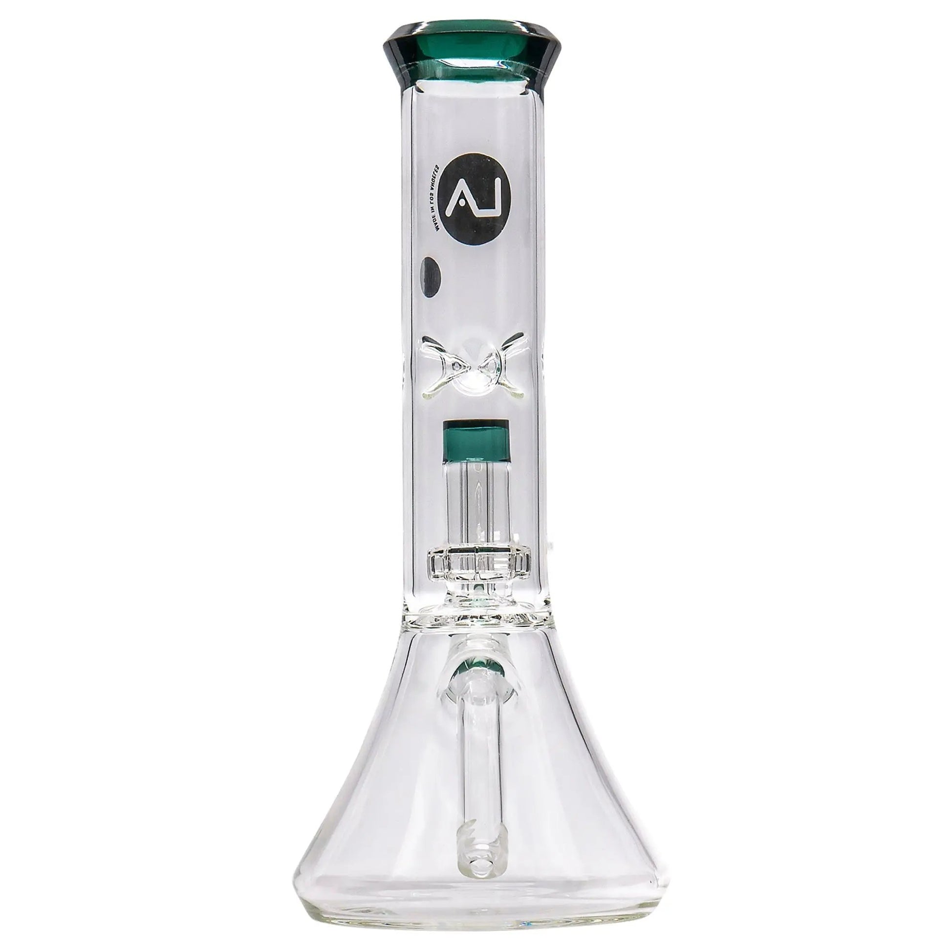 LA Pipes 11” Color Accented Showerhead Perc Beaker Bong