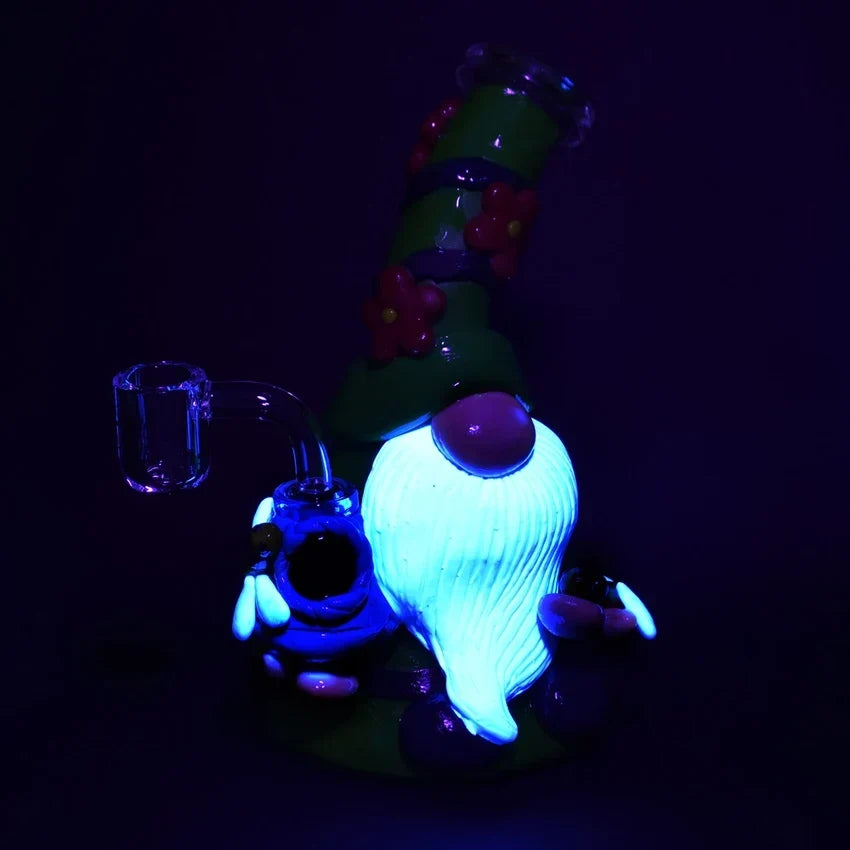 Unbranded 7” Flower Gnome Glass & Enamel Dab Rig – Colors Vary