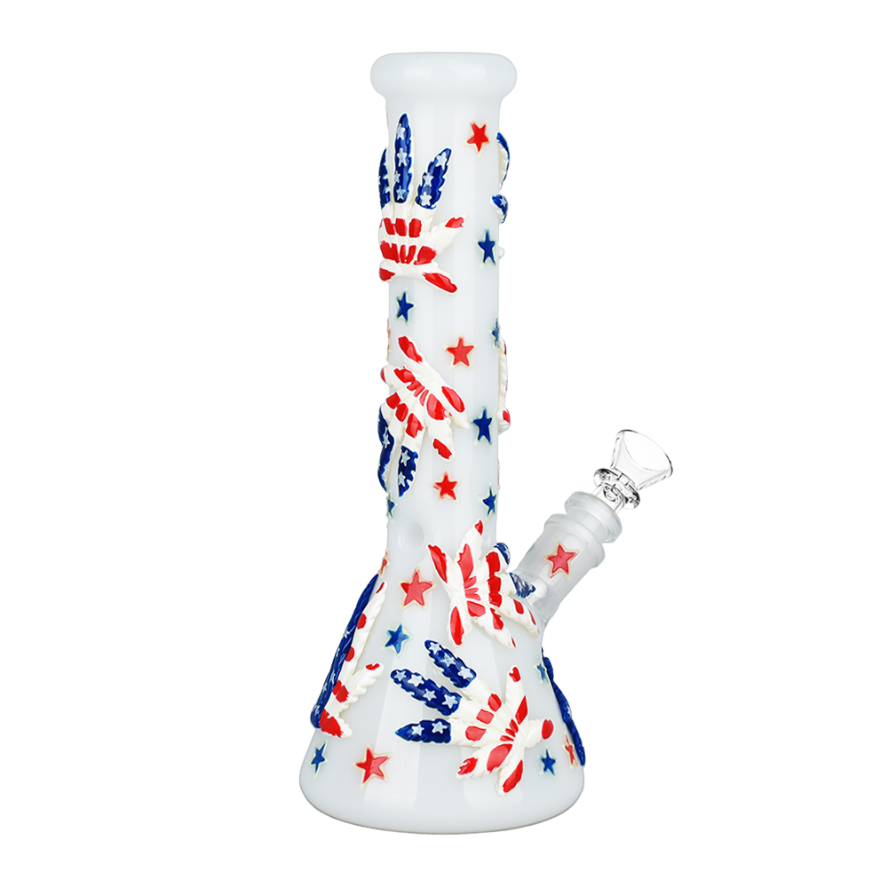 Patriot Leaf Glow Beaker Bong - 10 inches of Fun