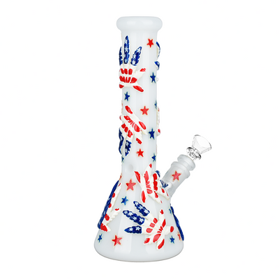 Patriot Leaf Glow Beaker Bong - 10 inches of Fun