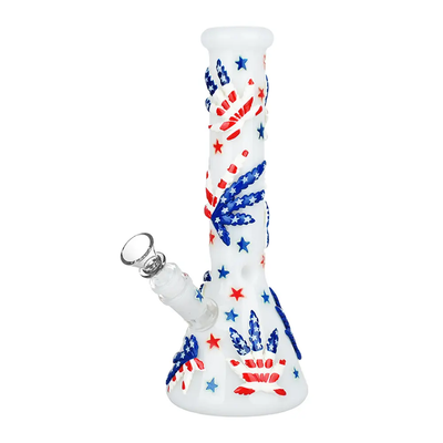 Patriot Leaf Glow Beaker Bong - 10 inches of Fun
