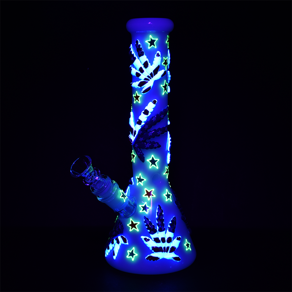 Patriot Leaf Glow Beaker Bong - 10 inches of Fun