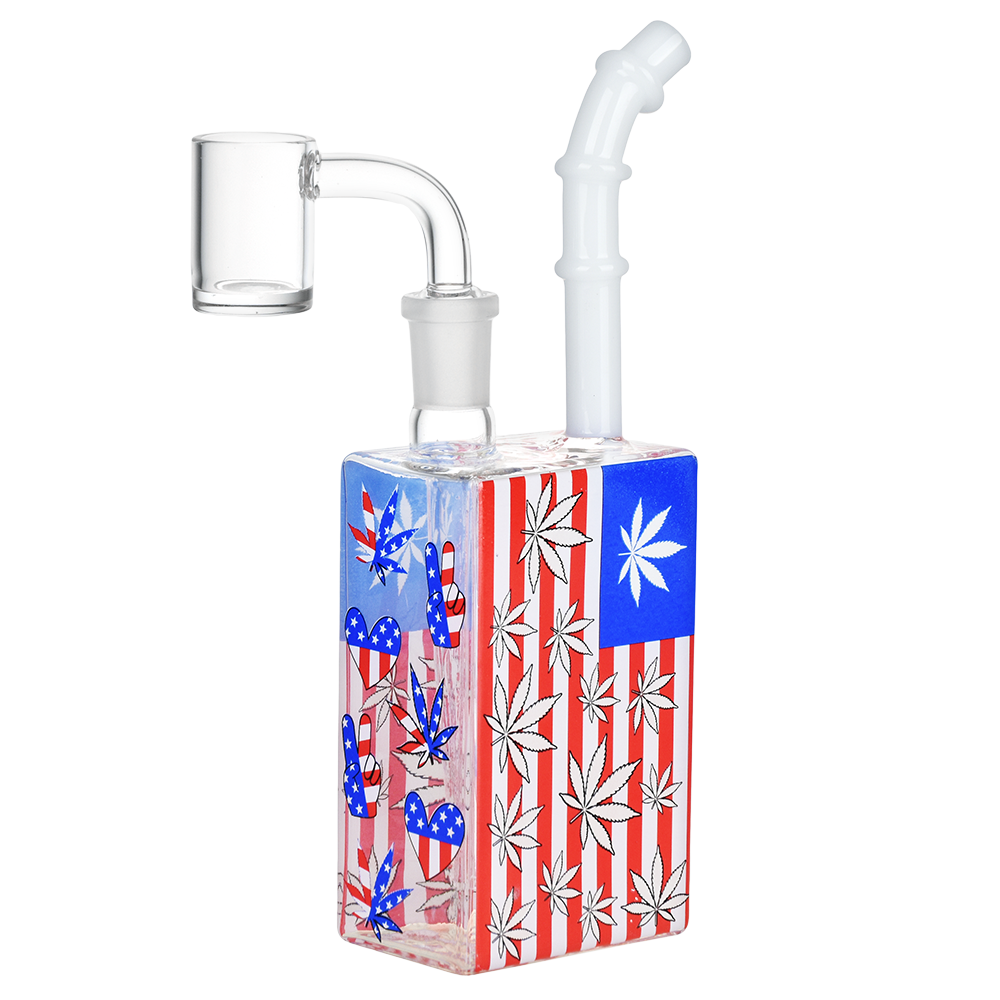 Patriotic Leaf UV Glow Juice Box Dab Rig