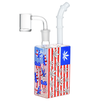 Patriotic Leaf UV Glow Juice Box Dab Rig