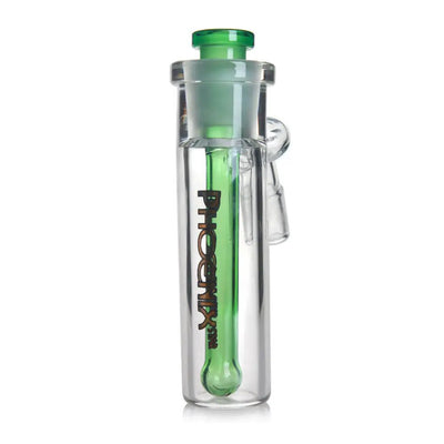 Phoenix Star 14MM Male 45°-Degree Joint Ash Catcher With Green Downstem Clear View In Honeybee Herb