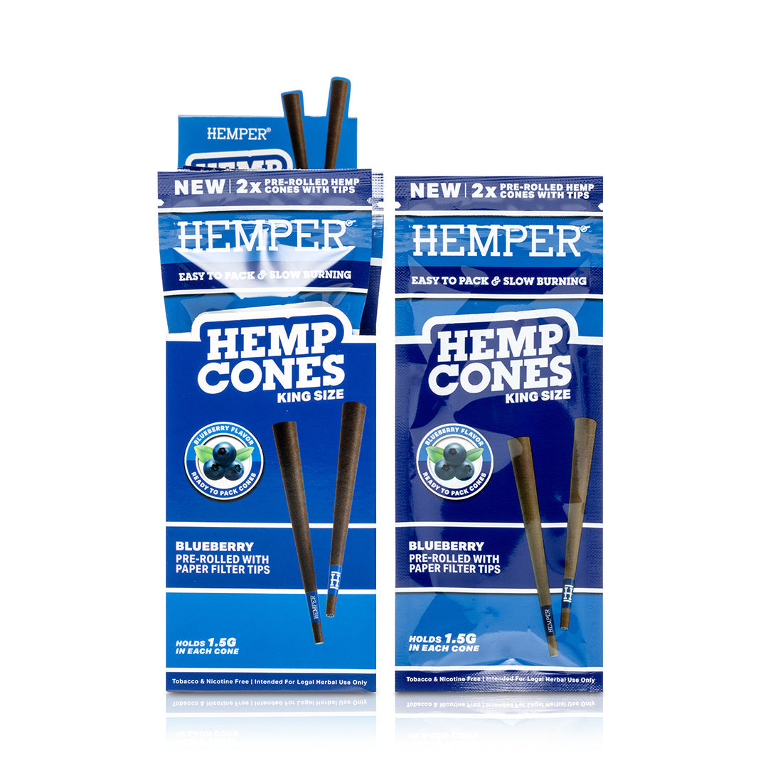 Pre-Rolled 2PK King Size Paper Tip Hemp Cones | 12ct Display