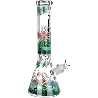 Pulsar Chillin Flamingos Beaker Bong