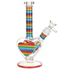 Rainbow Striped Heart Glass Bong