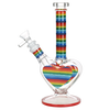 Rainbow Striped Heart Glass Bong