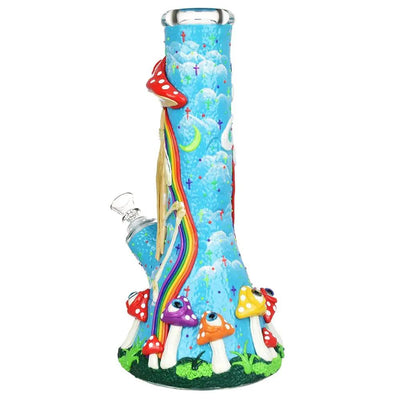 Rainbow Glow Beaker Bong - 12.5" Skeleton Design
