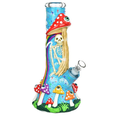 Rainbow Glow Beaker Bong - 12.5" Skeleton Design