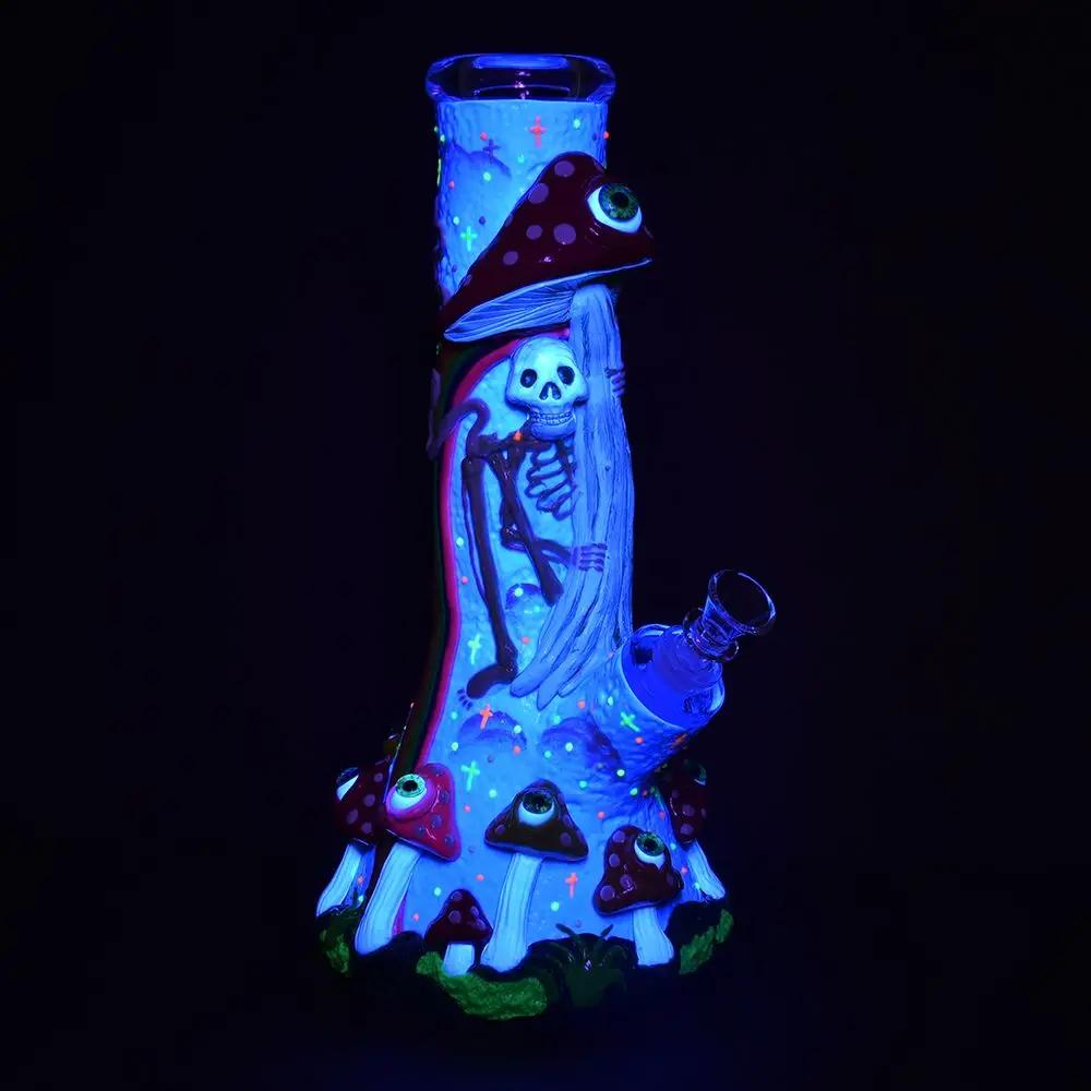 Rainbow Glow Beaker Bong - 12.5" Skeleton Design