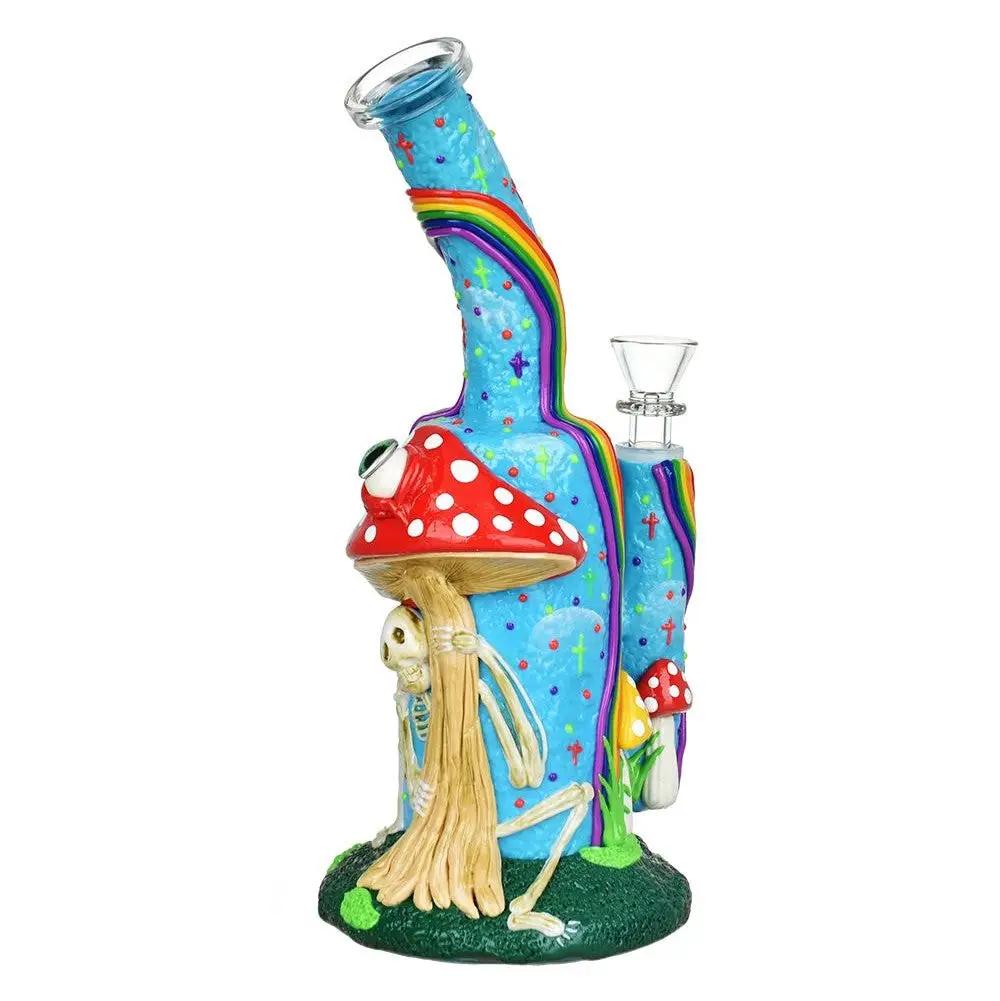 Skeleton Under The Rainbow Glow Bong - 9.5” Water Pipe
