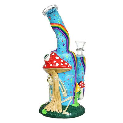 Skeleton Under The Rainbow Glow Bong - 9.5” Water Pipe
