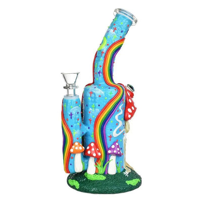 Skeleton Under The Rainbow Glow Bong - 9.5” Water Pipe