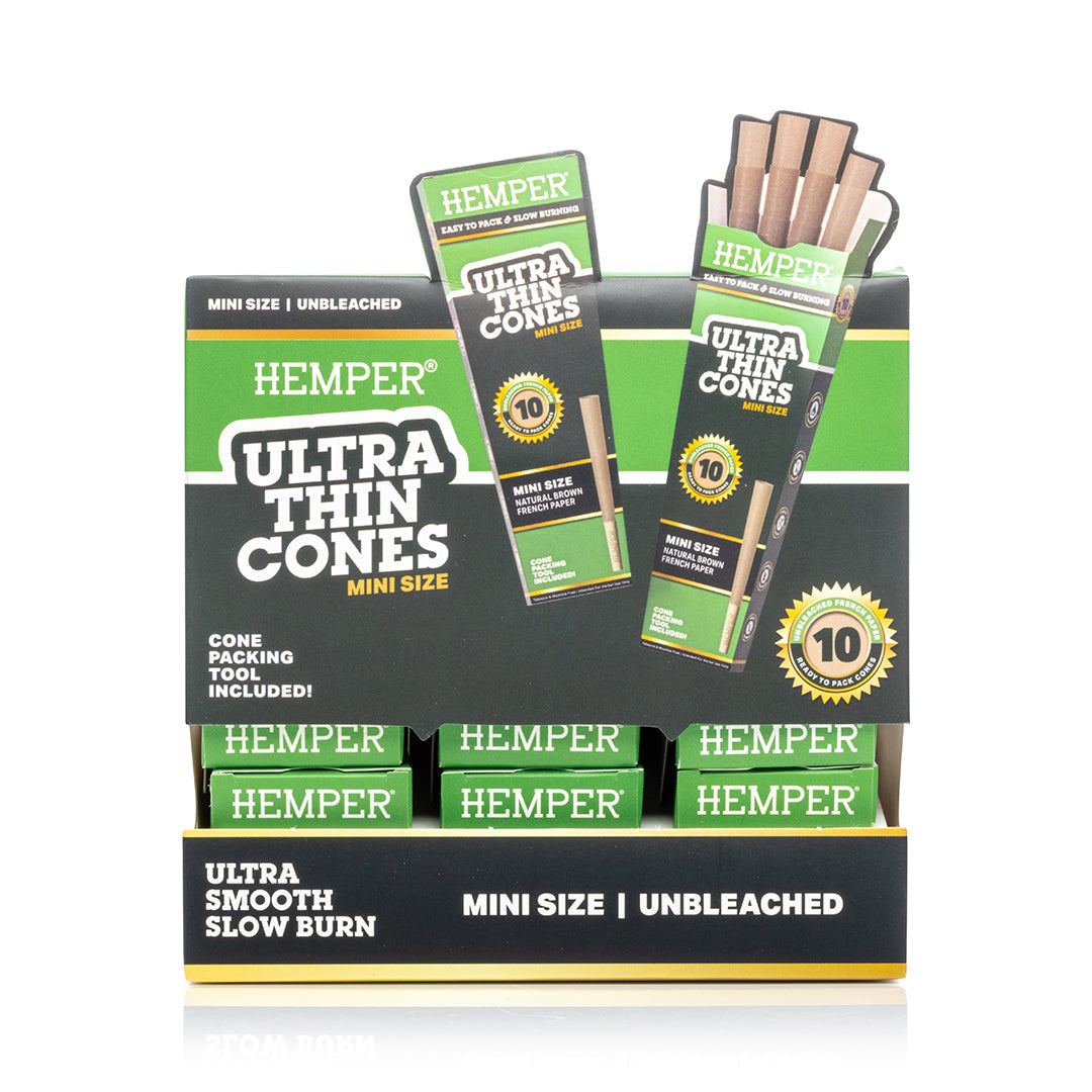 Ultra Thin Pre-Rolled Cones French Unbleached Paper - 10 Pack - Mini Size