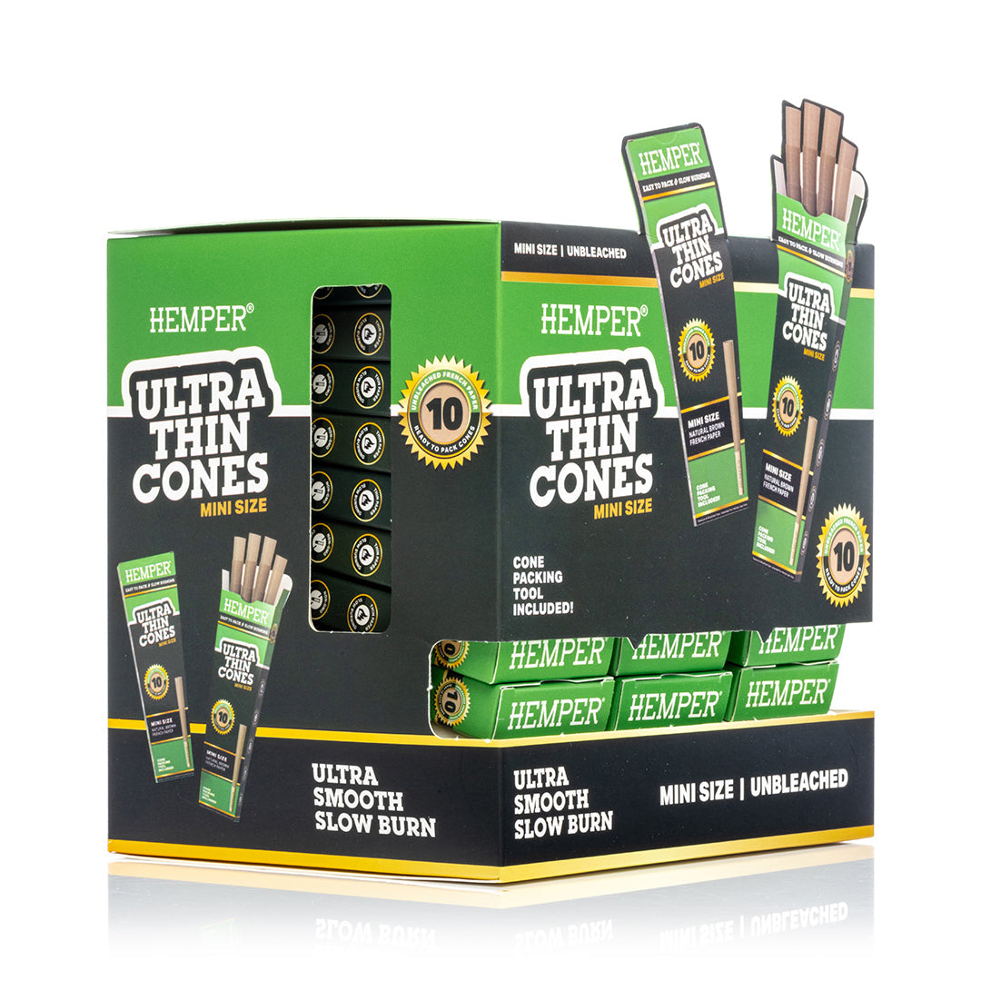 Ultra Thin Pre-Rolled Cones French Unbleached Paper - 10 Pack - Mini Size