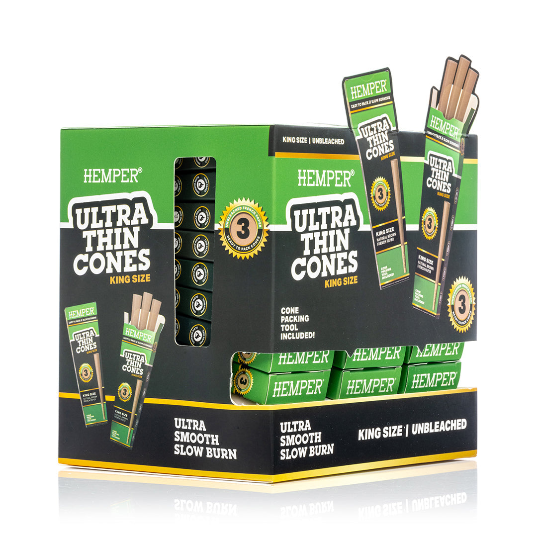 Ultra Thin Pre-Rolled Cones French Unbleached Paper - 3 Pack - King Size