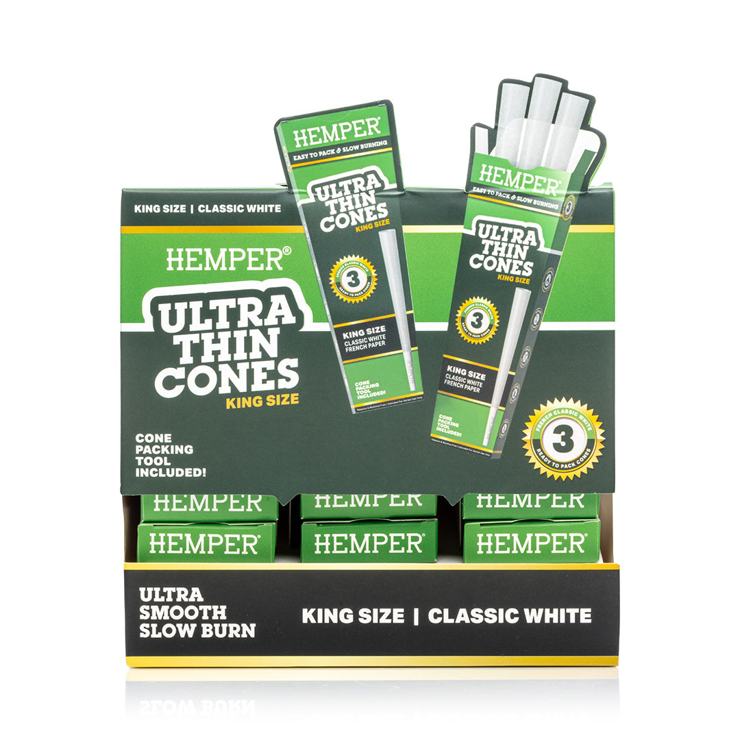 Ultra Thin Pre-Rolled Cones French White Paper - 3 Pack - King Size