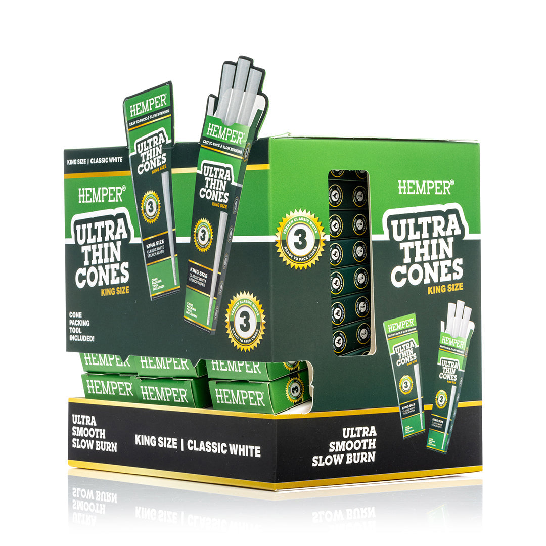 Ultra Thin Pre-Rolled Cones French White Paper - 3 Pack - King Size