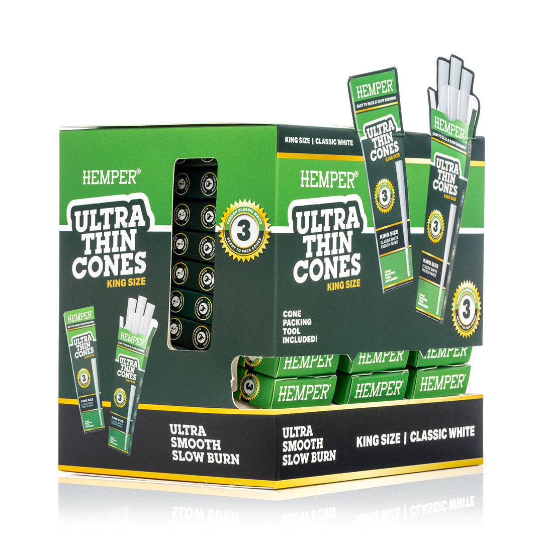 Ultra Thin Pre-Rolled Cones French White Paper - 3 Pack - King Size