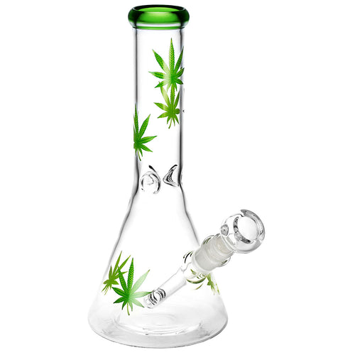 Mission Dispensary 10” Pot Leaf Beaker Bong by Mission Dispensary | Mission Dispensary