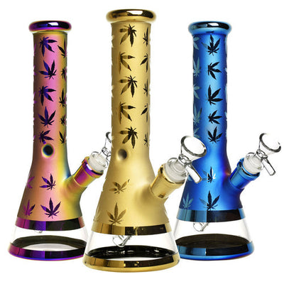 Mission Dispensary 10” Weed Leaf Beaker Bong by Mission Dispensary | Mission Dispensary