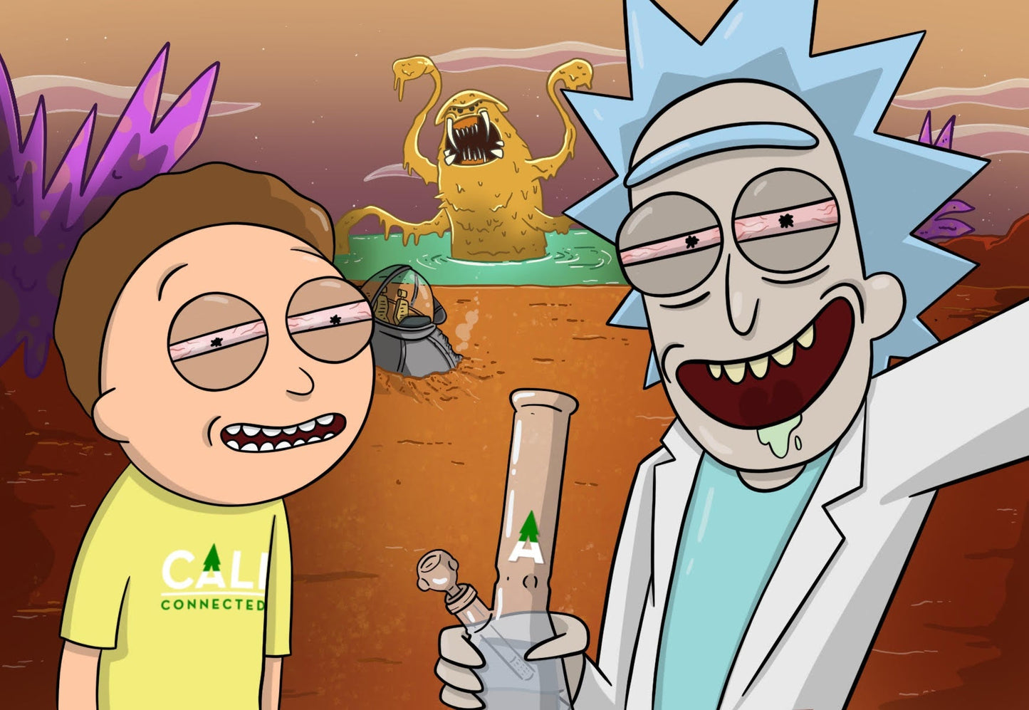 Rick & Morty “Space Beach” Sticker by Mission Dispensary | Mission Dispensary