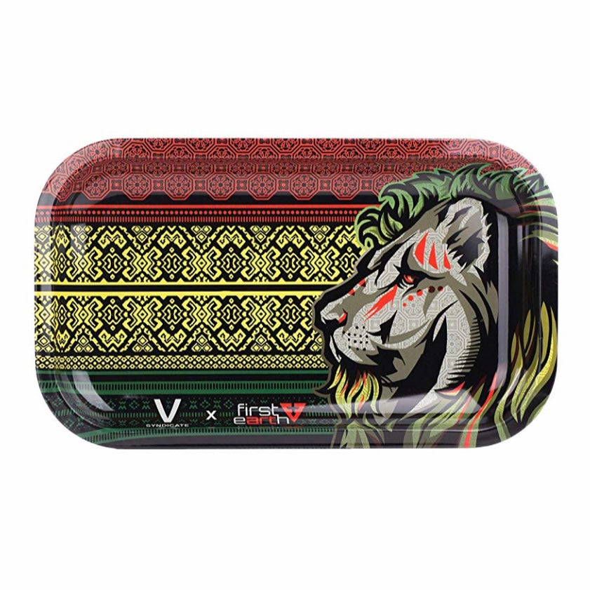 First Earth Lion Metal Rolling Tray - Small by V Syndicate | Mission Dispensary