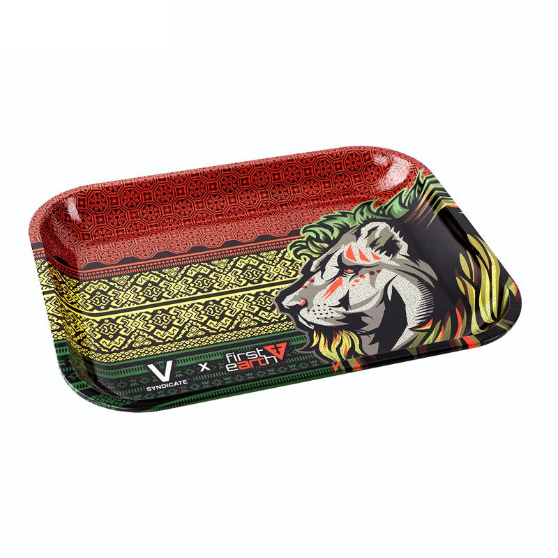 First Earth Lion Metal Rolling Tray (10.5” x 6.5”) by V Syndicate | Mission Dispensary