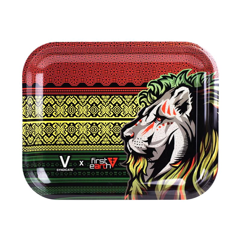 First Earth Lion Metal Rolling Tray (10.5” x 6.5”) by V Syndicate | Mission Dispensary