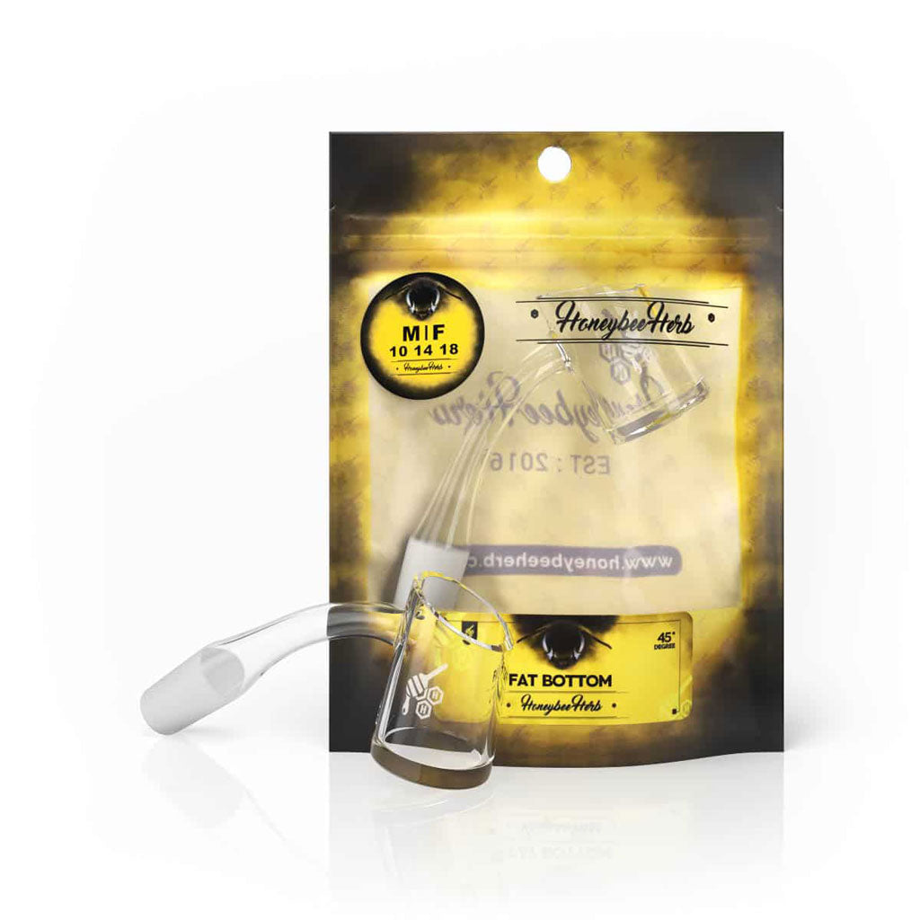 Honeybee Herb Yellow Line Fat Bottom Quartz Banger by Honeybee Herb | Mission Dispensary