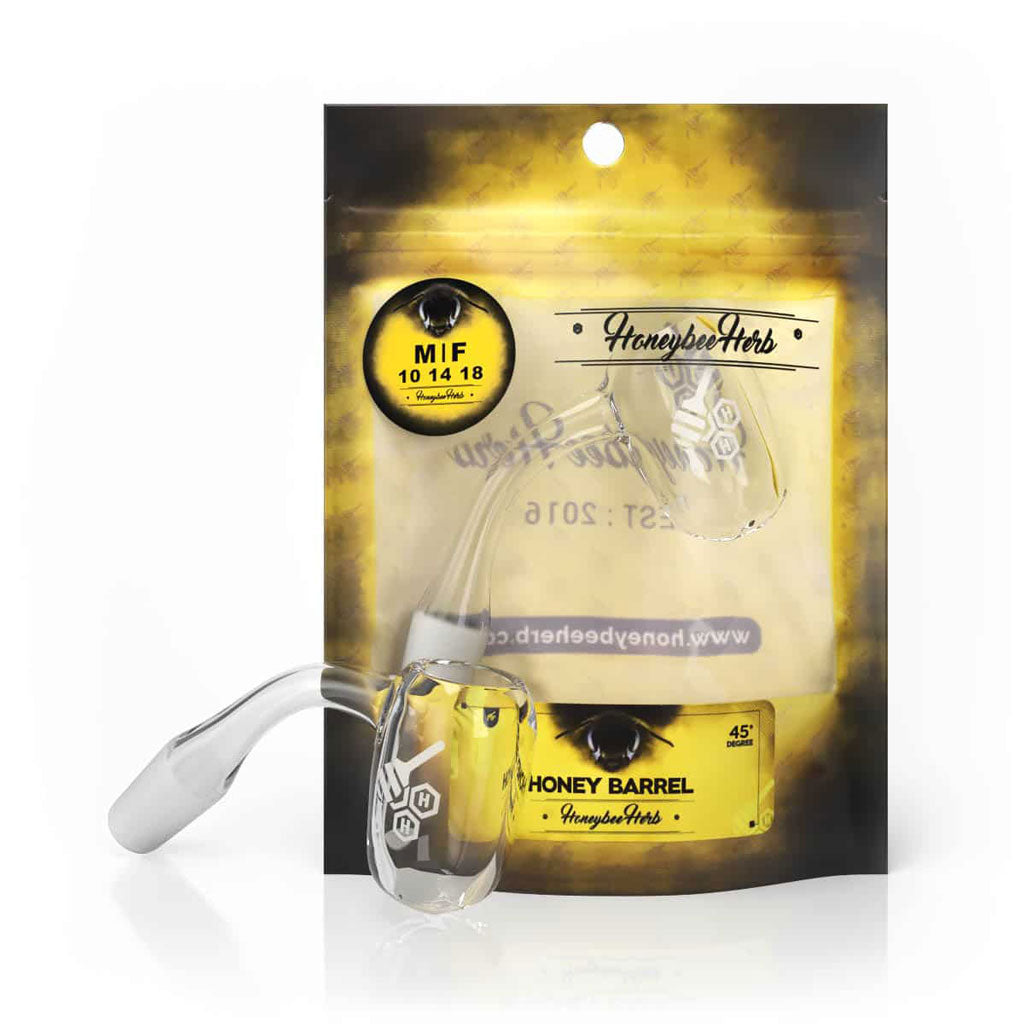 Honeybee Herb Yellow Line Honey Barrel Quartz Banger by Honeybee Herb | Mission Dispensary