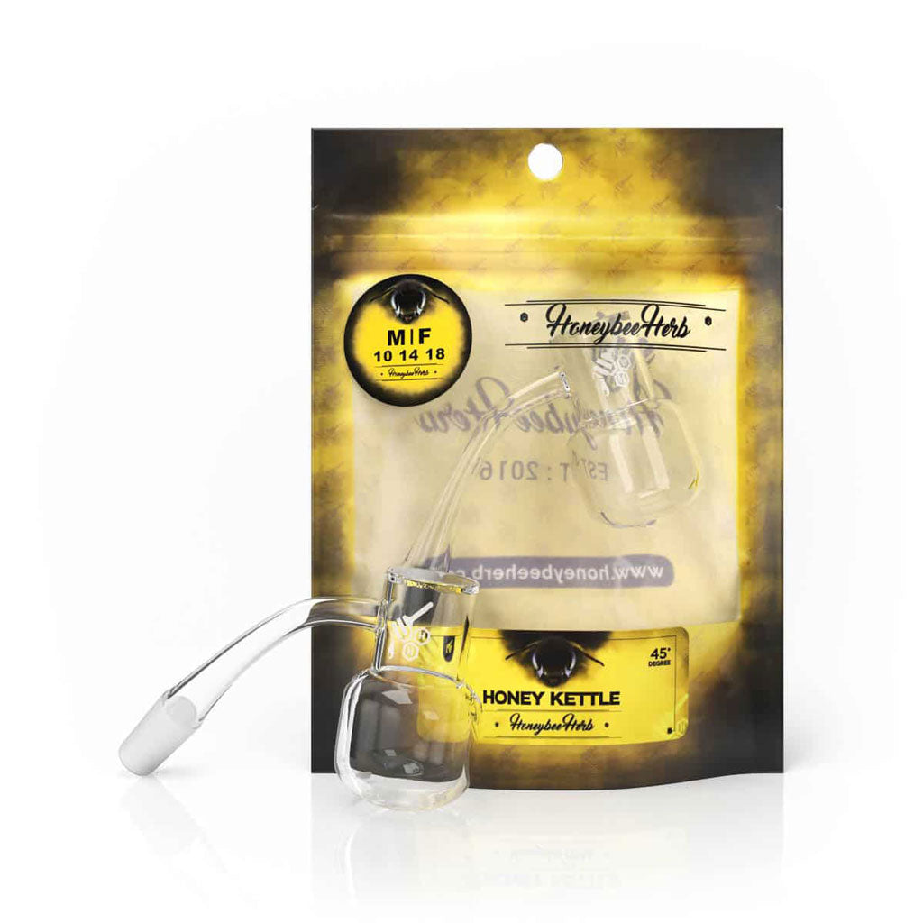 Honeybee Herb Yellow Line Honey Kettle Quartz Banger by Honeybee Herb | Mission Dispensary