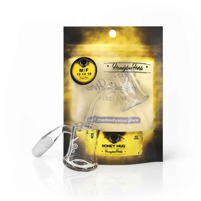 Honeybee Herb Yellow Line Honey Mug Quartz Banger by Honeybee Herb | Mission Dispensary