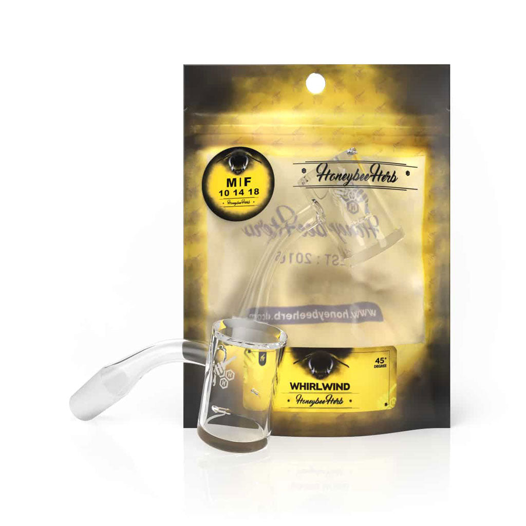 Honeybee Herb Yellow Line Whirlwind Quartz Banger by Honeybee Herb | Mission Dispensary